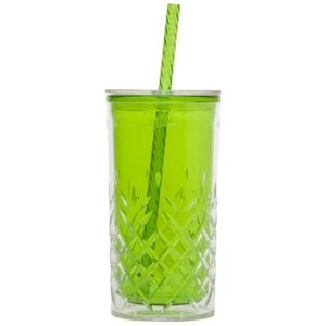 ALADDIN Plastový pohár s brčkem zelený