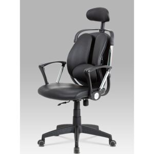 Autronic - Kancelářská židle, permanent kontakt mech., černá koženka, plastový kříž - KA-D704 BK