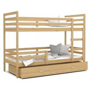 Patrová postel JACEK včetně úložného prostoru (Borovice)