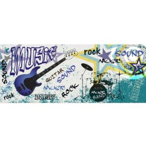 Panoramatické vliesové fototapety na zeď Modrá kytara | MP-2-0323 | 375x150 cm