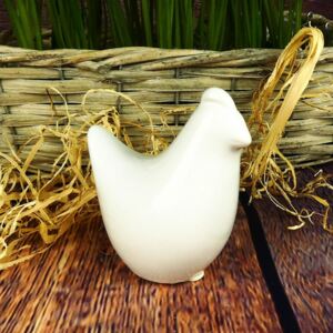 Jarní dekorativní slepička Pipi- bílá, 9 cm