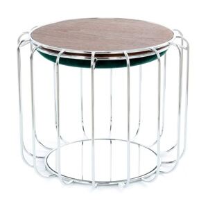 Odkládací stolek / Pouf Comfortable 110 tmavě zelená / stříbrná