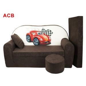 Svět mimi Detská sedacia rozkladacia súprava hnedá červené auto ACB