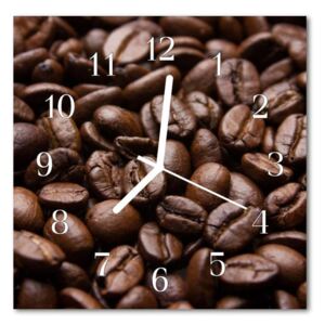 E-shop24, 30x30 cm, Hnn82338965 Nástěnné hodiny obrazové na skle - Kávová zrna