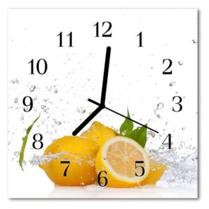 E-shop24, 30x30 cm, Hnn52934955 Nástěnné hodiny obrazové na skle - Citrony