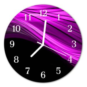 E-shop24, průměr 30 cm, Hnn36428563a Nástěnné hodiny obrazové na skle - Abstrakt tmavě růžový