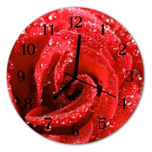 Hodiny na zeď | Růže | Nejširší nabídka hod Nástěnné hodiny obrazové na skle - Růže červená