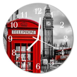 E-shop24, průměr 30 cm, Hnn40325022 Nástěnné hodiny obrazové na skle - Londýn