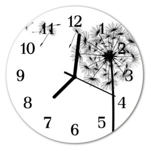 E-shop24, průměr 30 cm, Hnn38262652a Nástěnné hodiny obrazové na skle - Pampeliška kreslená