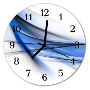 E-shop24, průměr 30 cm, Hnn14885934 Nástěnné hodiny obrazové na skle - Abstrakt modrý
