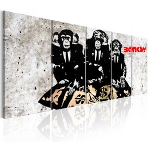 Obraz na plátně Bimago - Banksy: Three Monkeys 200x80 cm