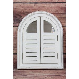 Dřevěná okenice se zrcadlem - bílá (30x38x3,5 cm)
