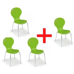 Jídelní židle PEAS, zelená, 3+1 ZDARMA