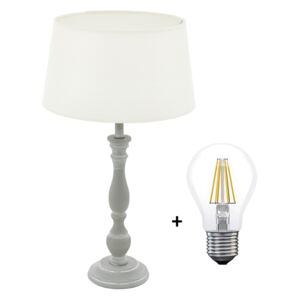 Eglo 43257 LAPLEY - Vintage stolní lampa s dřevěným podstavcem, 53cm, 1xE27 + Dárek LED žárovka