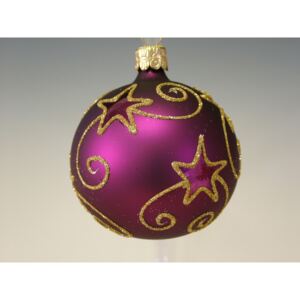 Vánoční koule, tmavě fialová, mat, dekor počet kusů v balení: 6 ks, Velikost: 7 cm