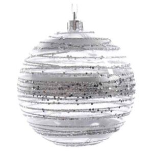 Vánoční koule transparentní se stříbrným pruhem