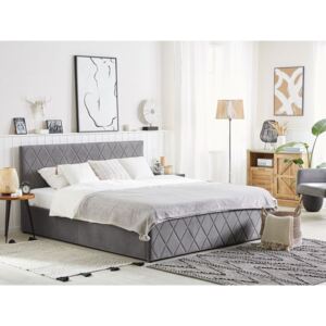Sametová postel s úložným prostorem 180 x 200 cm šedá ROCHEFORT