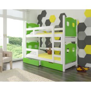 ADRK Dětská patrová postel MARABA Provedení: Zelená/bílá