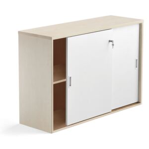 AJ Produkty Skříň s posuvnými dveřmi Modulus XL, uzamykatelná, 800x1200 mm, bříza, bílé dveře
