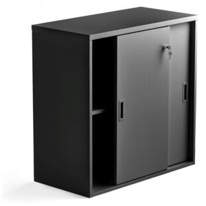 AJ Produkty Skříň s posuvnými dveřmi Modulus, uzamykatelná, 800x800 mm, černá