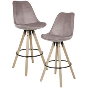Wohnling Barová stolička LIMA, 2 kusy (textil-samet, světle růžová)