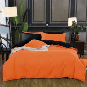 Bavlissimo Sedmidílné povlečení bavlna/mikrovlákno oranžová černá 140x200 na dvě postele