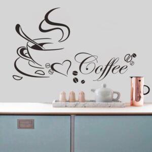 U Foťáka Samolepky na zeď do kuchyně Coffee and heart 40x65cm