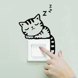 U Foťáka Samolepka na zeď na vypínač Kočka spící