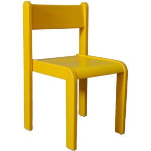 Dětská židlička bez područky 22 cm DE mořená - žlutá (výška sedáku 22 cm)