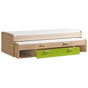 LIMO L16 výsuvná dětská postel 80 cm s úložným prostorem zelená
