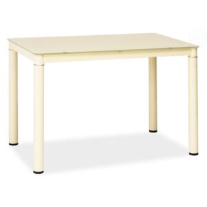 Jídelní stůl 110x70 cm se skleněnou deskou v krémově bílé barvě KN733