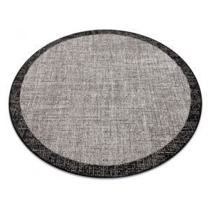 Koberec SIZAL FLOORLUX kruh 20401 Ramka stříbrný / černý - 120 cm