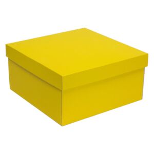 Úložná/dárková krabice s víkem 300x300x150/40 mm, žlutá