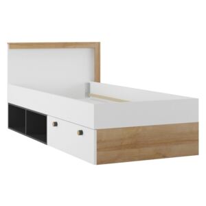 Dětská postel 90x200 cm s úložným prostorem v bílé barvě a v dekoru dub riviera typ 50 KN1234