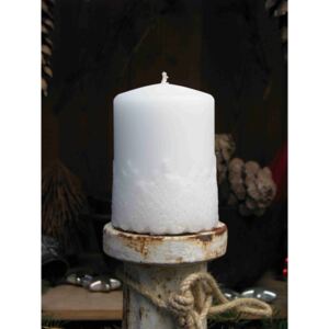 Vánoční bílá svíce, menší, vzor krajka