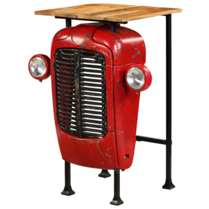 Barový stůl Traktor z mangovníkového dřeva červený 60x60x107 cm