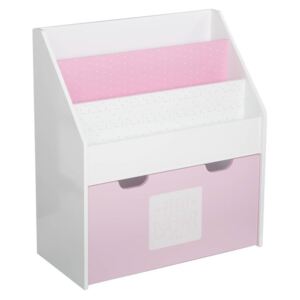 Organizér pro uchovávání, bílo-růžová krabička pro skladování knižek, sešitů a drobných předmětů