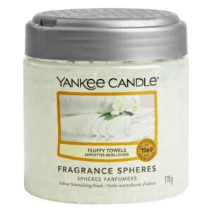 Yankee Candle - Spheres vonné perly Fluffy Towels 170g (Svěží vůně čistých ručníků, ještě teplých ze sušičky, se špetkou vůně citrónů, jablíček, levandule a lilií. Vůně dokonalé čistoty, lehká krémová kompozice.)