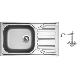 Nerezový dřez Sinks OKIO 860 XXL V 0,6mm matný + Dřezová baterie Sinks RETRO 2000 lesklá