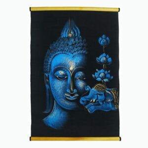 Thajsko Závěsná textilní dekorace - Buddha, slon, modrá