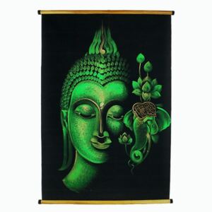 Thajsko Závěsná textilní dekorace - Buddha, zelený