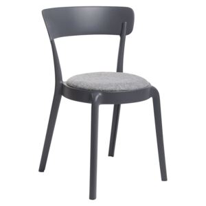 Židle FLUFFI grafitová - polštář šedá směs, polypropylén