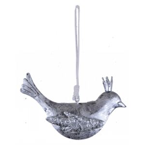 Dekorace na zavěšení ptáček malý stříbrný