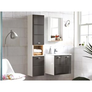 Koupelna - FINKA grey, 50 cm, sestava č. 5, bílá/lesklý grafit
