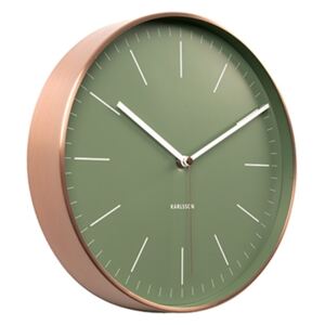 Nástěnné hodiny Minimal black w. copper case 27,5 cm zelené - Karlsson