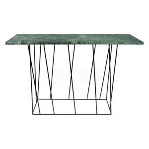 Zelený mramorový konzolový stolek s černými nohami TemaHome Helix, 40 x 120 cm