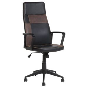 Kancelářská židle černá / hnědá výškově nastavitelná DELUXE