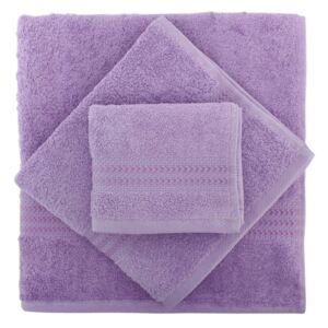 Set 3 fialových ručníků z bavlny a osušky Rainbow