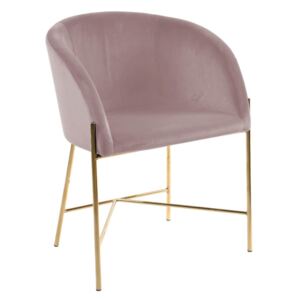 Pastelově růžová židle s nohami ve zlaté barvě Interstil Nelson