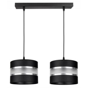 Moderní závěsné osvětlení ROREL, 2xE27, 60W, černé, stříbrné